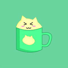 Cute cup cartoon illustration with smiling expression