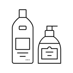 shower gel, soap and cream bottles line icon vector illustration