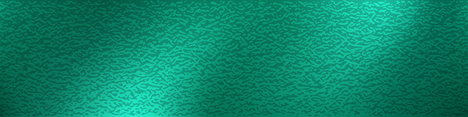 Teal foil background. Green colorful metallic foil texture. Turquoise shiny surface. Foil paper design for banner backdrop. Abstract vector illustration