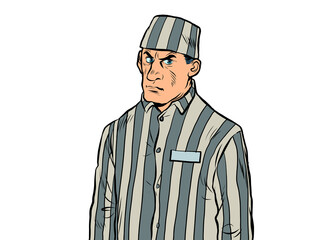 a prisoner in a striped uniform, a dangerous criminal. A lawbreaker in prison