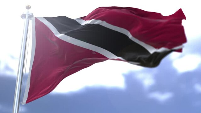 Trinidad and Tobago flag waving against the sky. High quality 4k footage