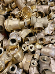 Bronze valve parts ready to be recycled.