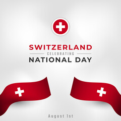 Happy Switzerland National Day August 1st Celebration Vector Design Illustration. Template for Poster, Banner, Advertising, Greeting Card or Print Design Element