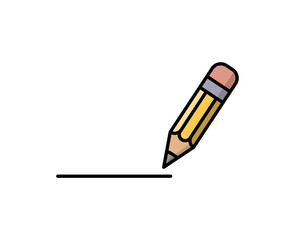 Yellow pencil icon. Vector illustration in cartoon style on a white isolated background