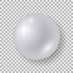 Realistic white pearl on transparent background. Glossy gradient vector element. Best for web, logo, polygraphy, mobile apps and festive decoration.