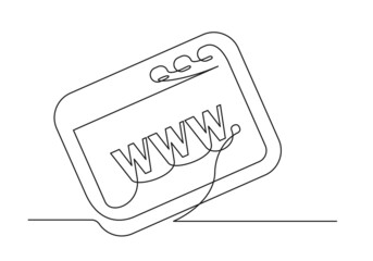 Continuous drawing of one line of an web site. Web concept. Web site isolated on a white background. Vector illustration