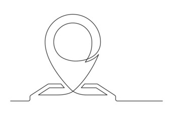 Continuous drawing of one line of an map point. Web concept. Map point isolated on a white background. Vector illustration