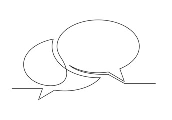 Continuous drawing of one line of an speech bubble. Web concept. Speech bubble isolated on a white background. Vector illustration - obrazy, fototapety, plakaty