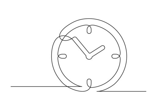 Continuous drawing of one line of an clock. Web concept. Clock isolated on a white background. Vector illustration