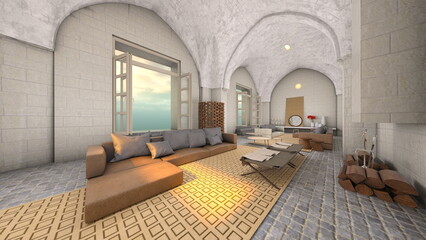 石壁のリビングルーム