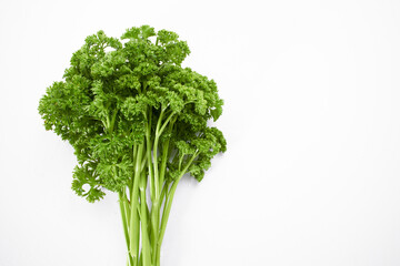 fresh parsley on the white