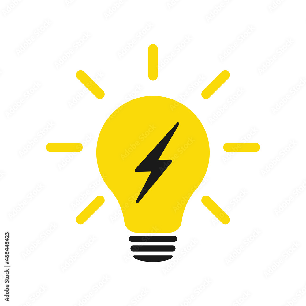 Poster idea lamp icon. flat style - stock vector.