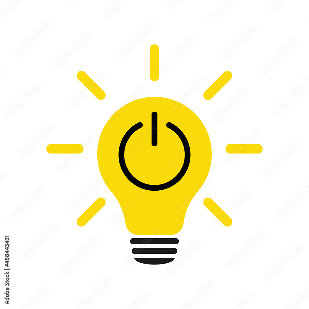 Poster idea lamp icon. switch on switch off. flat style.