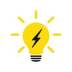 Idea lamp icon. Flat style - stock vector.