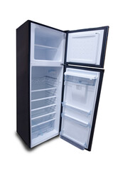 blue refrigerator isolated on white