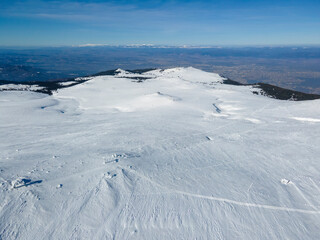 Fototapeta na wymiar Aerial view of Vitosha Mountain near Cherni Vrah peak, Bulgaria