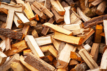 Stock of firewood for heating the house.
