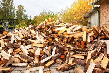 Stock of firewood for heating the house.