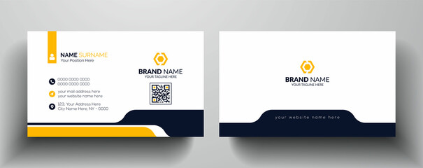 Clean and modern business card template - Yellow and dark black color professional business card design