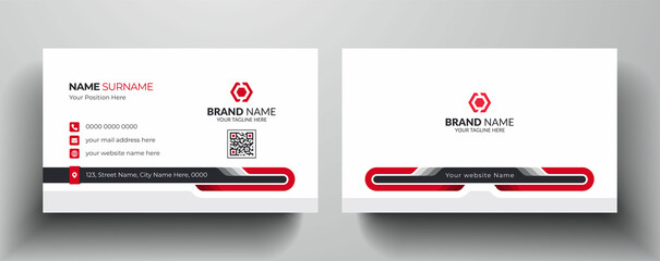 Clean and simple business card design  |  Modern red and dark black color business card template