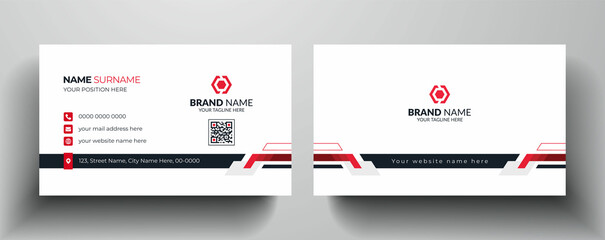Modern and minimalist business card design  |  Red and dark black color creative business card template
