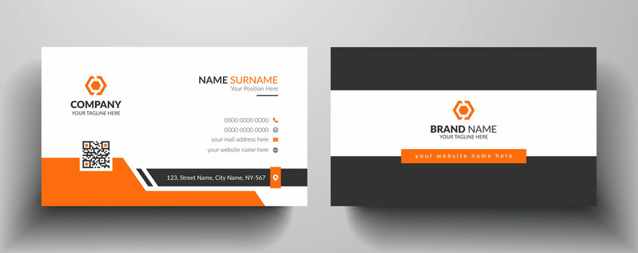 Orange and dark black color modern business card template