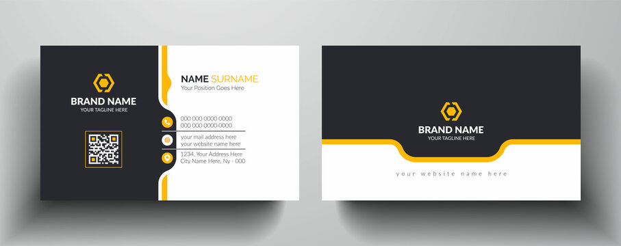 Modern and simple business card design with yellow and dark black color