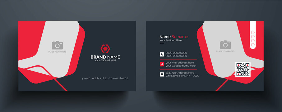 Modern And Professional Business Card Design With Photo Place Holder