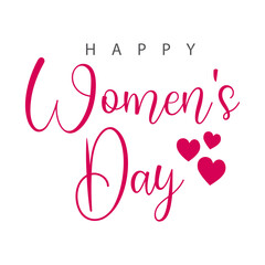 Naklejka na ściany i meble Happy Women's Day lettering with hearts Vector illustration. Isolated on white background
