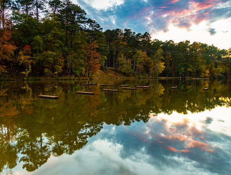 Fall Color Reflections on Sycamore Creek, William B. Umstead State Park, Raleigh, North Carolina, USA