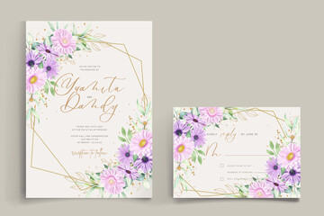 watercolor daisy flower wedding invitation card set