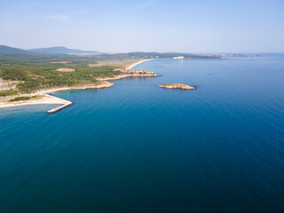 Naklejka na ściany i meble Amazing Aerial view of Arkutino beach, Bulgaria