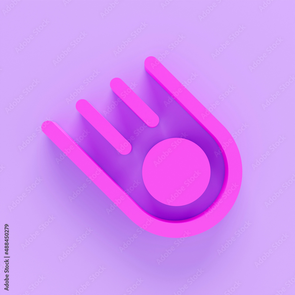 Poster 3d render illustration of meteor or comet or fireball flat icon for astronomy website and apps isola