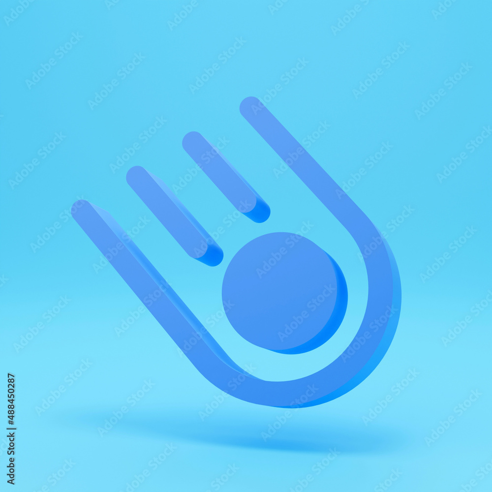 Poster 3d render illustration of meteor or comet or fireball flat icon for astronomy website and apps isola