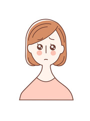 a brown haired woman wearing pink and looking like she's crying.