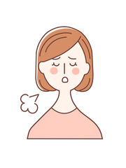 a woman sighs in pink.