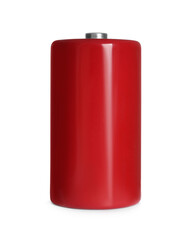 New D battery isolated on white. Dry cell