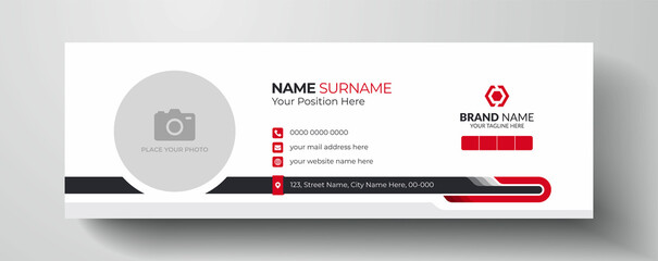 Modern and minimalist email signature or email footer  |  Personal social media cover page design with photo place and contact info