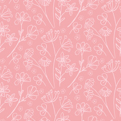 Seamless repeating pink and black floral pattern