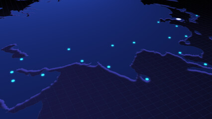 Global connectivity from Seoul, South Korea to other major cities around the world. Technology and network connection, trading and traveling concept. World map element furnished by NASA