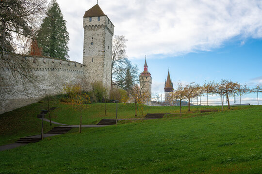Luzern Musegg Wall (Museggmauer) and Zyt Tower (Zytturm) - Lucerne, Switzerland