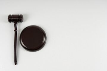 Judge's gavel on light background. Law concept. .With space to copy your text