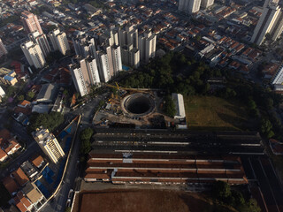 Top view of metro construction in São Paulo