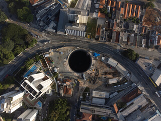 Top view of metro construction in São Paulo