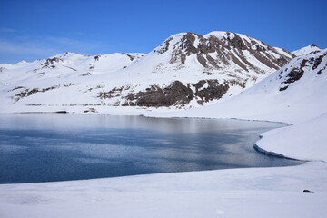 Frontier Mountain Lake Mirror sun Sky Cordillera Andes Landscape