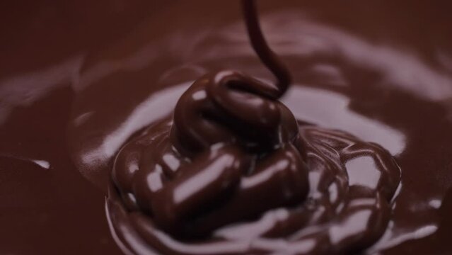 pouring melted chocolate slow motion 4k