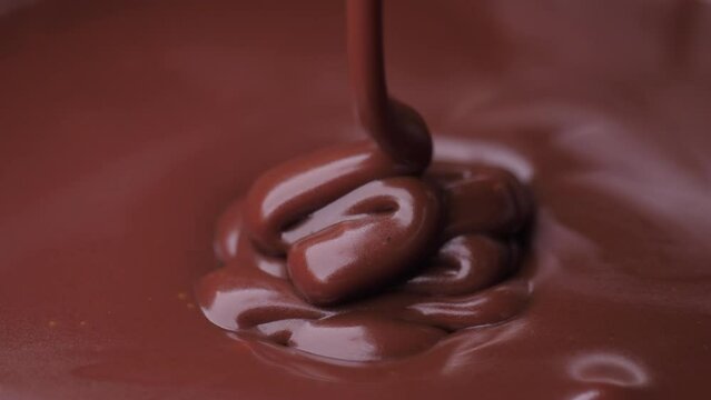 pouring melted chocolate slow motion 4k