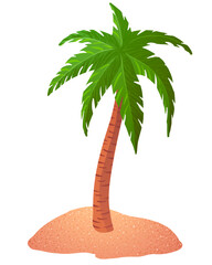 Vector illustration palm tree on sand isolated on white background. - 488458820