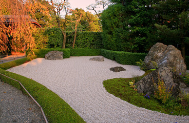 The rock stone garden of Taizo-in temple. Kyoto. Japan