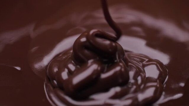 pouring melted chocolate slow motion 4k